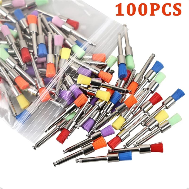 100 Pçs/Saco Escova De Polimento Usada Para Remoção De Manchas E Escovas De Náilon Prophy