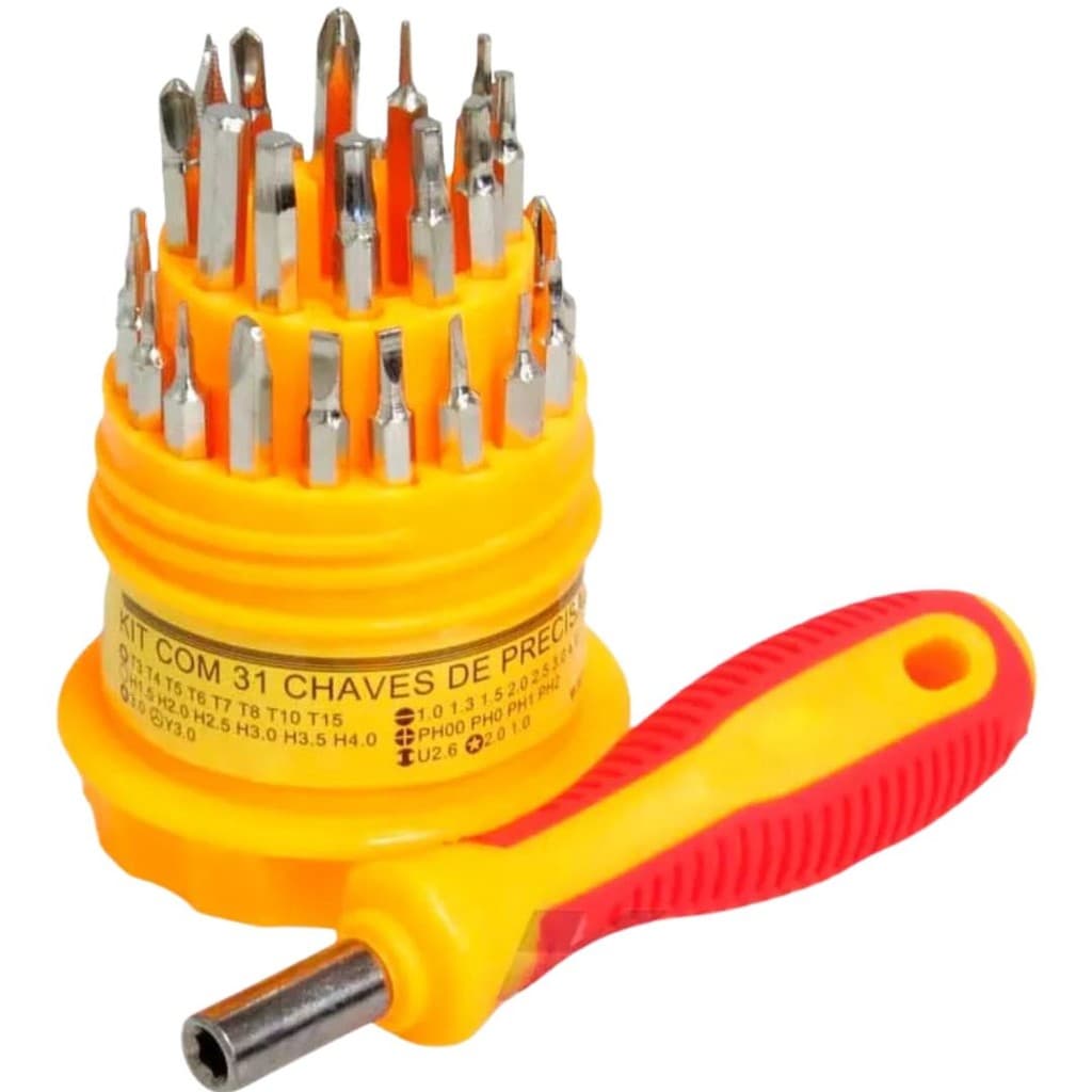 Kit Ferramentas Precisão 31 em 1 Chave Alen Torx Fenda Philips Chaves Manutenção Celular e Eletrônicos