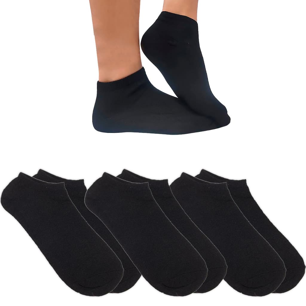 Kit 3 Pares Meia Cano Curto Infantil Unissex PRETO
