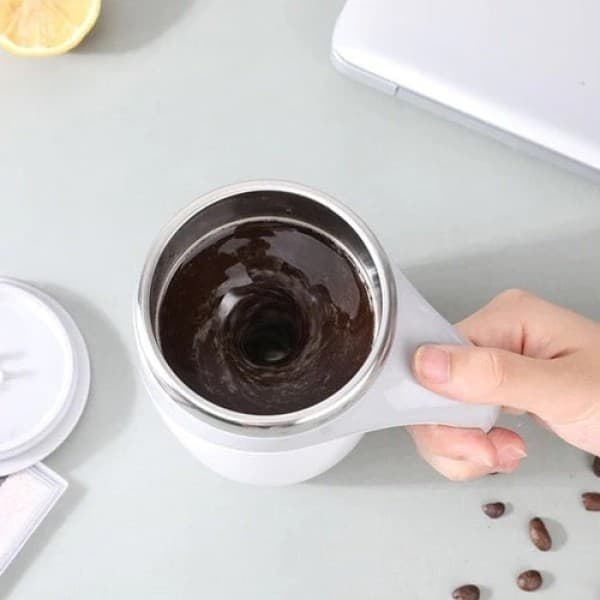 Caneca Automática de Agitação 380 mLcom Tampa Copo de Café Magnética Automática Aço Inoxidável Leve