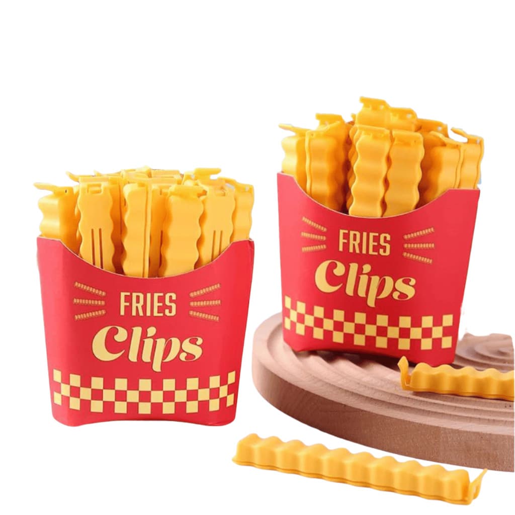 Conjunto de Prendedor de Saco modelo Batata Frita – Clipe de Vedação para Embalagens 12 unidades