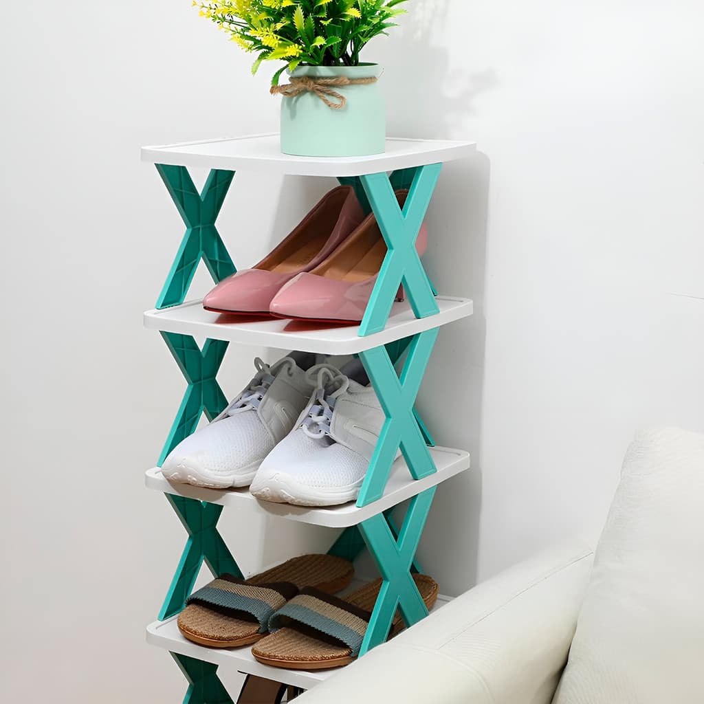 Sapateira Organizadora Vertical 4 Andares Empilhável – Organizador de Sapatos Compacto Multiuso para Casa