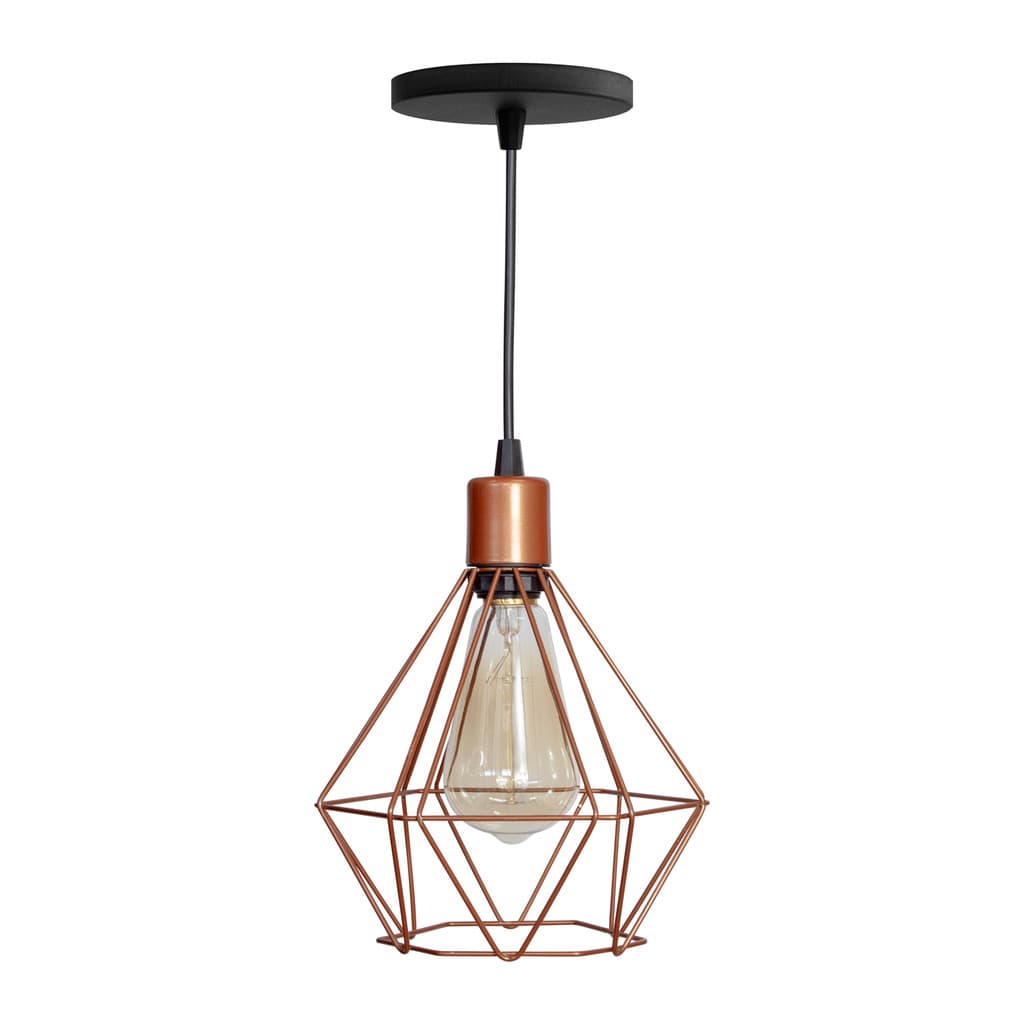 Pendente Diamante Aramado Cobre