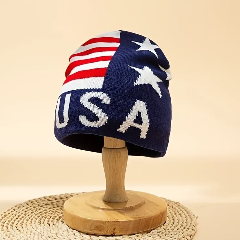 Chapéu Jacquard Tricotado Com Bandeira Americana , Escolha Ideal Para Presentes