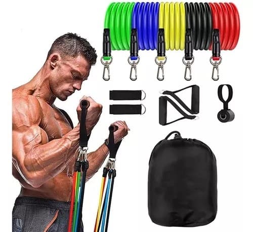Kit de Exercícios Tubing 11 Peças: Ganhe Força com Elásticos de Alta Resistência