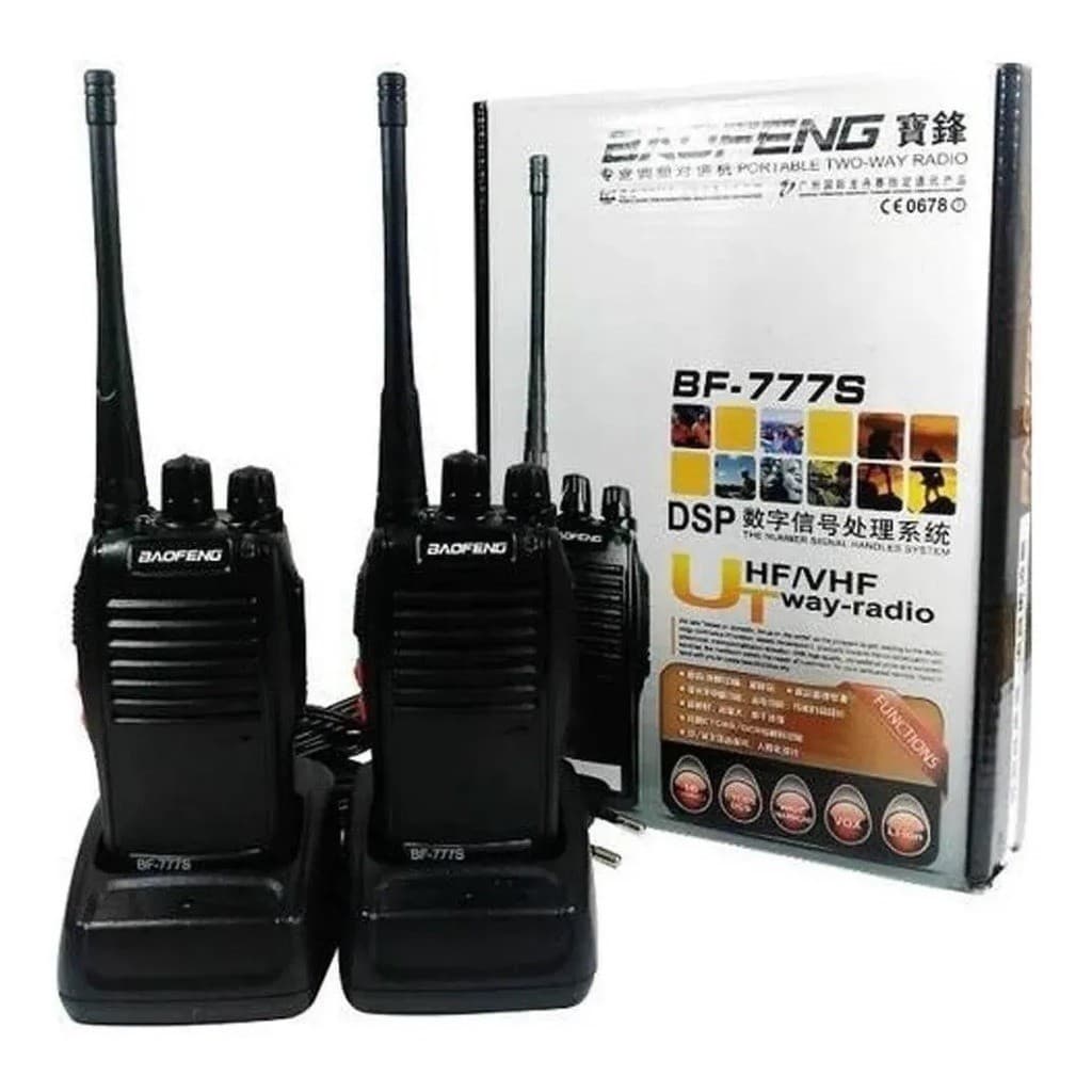 kit 2 rádios comunicador Alcance 12 Km 16 Canais BF 777S Profissional recarregável rádio segurança baofeng Leve