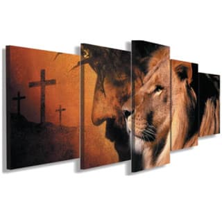 Quadros Decorativos Sala Leão Judá E Jesus Cruz Religioso Leve