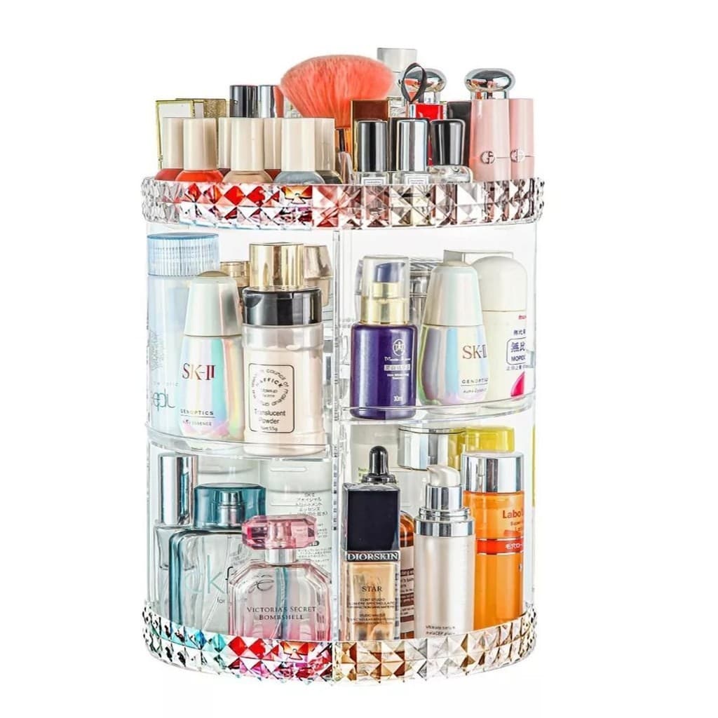 Suporte Cosmético Giratório Acrílico - Organizador de Maquiagem com Design Moderno