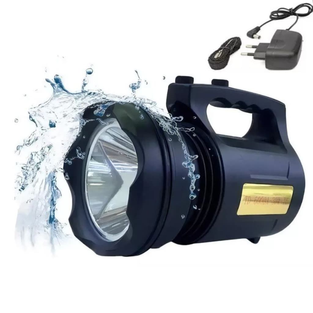 LANTERNA - LED 30W Recarregável Pesca Trilha Camping- Preto