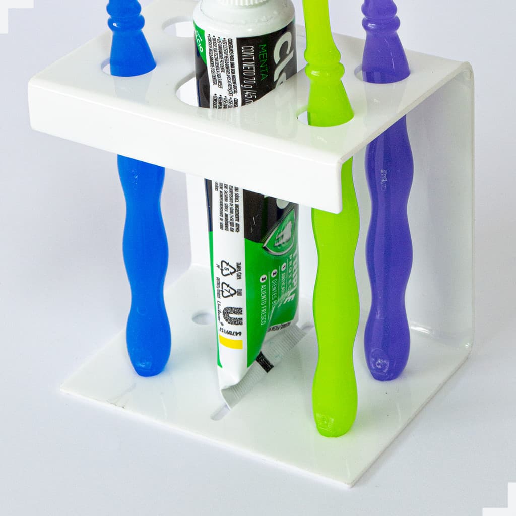 Porta Escovas de dente de bancada 5 lugares Branco