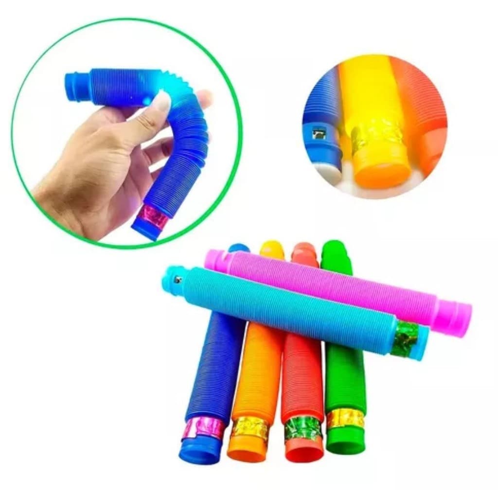 Pop Tube Led Com Luz  Brinquedos fidget Infantil Para Brincar Ajuda a Aliviar o Estresse e a Ansiedade