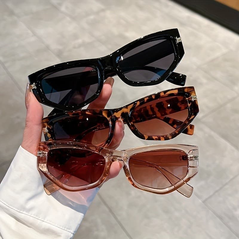 Óculos de Sol Estilo Olho de Gato para Mulheres e Homens, Óculos Esportivos com Detalhes Metálicos, Óculos Casuais para