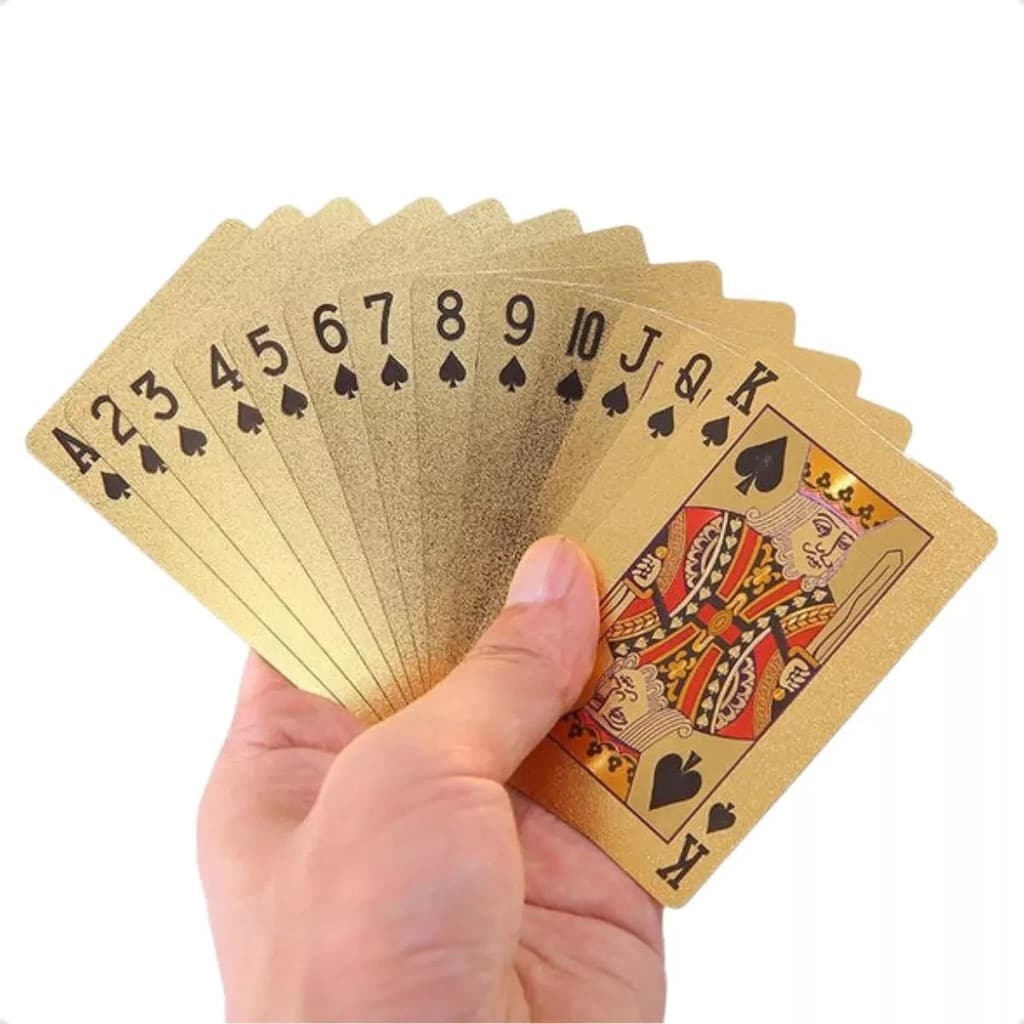 Conjunto de Baralho Dourado com 52 Cartas e 2 Coringas – Durável e Elegante para Jogos