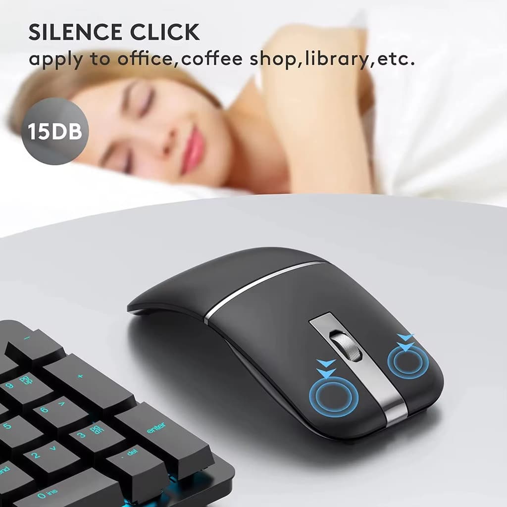 Mouse Sem Fio Tipo c Recarregável Ultrafino Silencioso Giratório Tri-Modo Bluetooth 2.4G Óptico De Computador Para Table