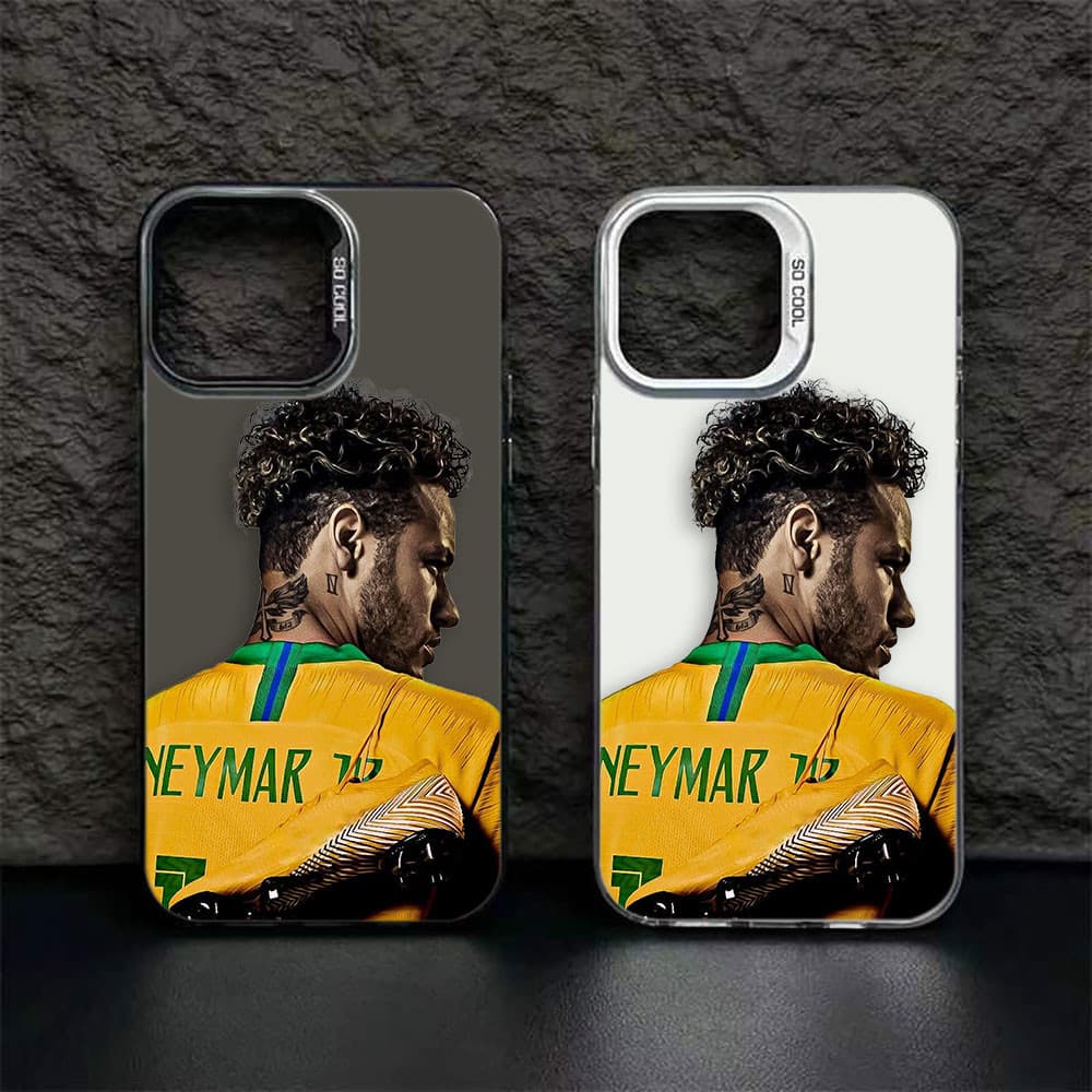 Futebol Superstar N-Neymar Big Hole Laser TPU Rosa Verde Capa De Telefone Para Apple iPhone16 15Plus 15Pro 15ProMax 14 13 12 11 Pro Max Plus XR XS X SE 2020 2022 7 8 Mini
