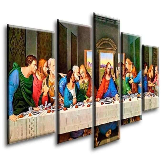 Quadros Decorativos Santa Ceia Aquarela Artístico Quarto Sala Leve