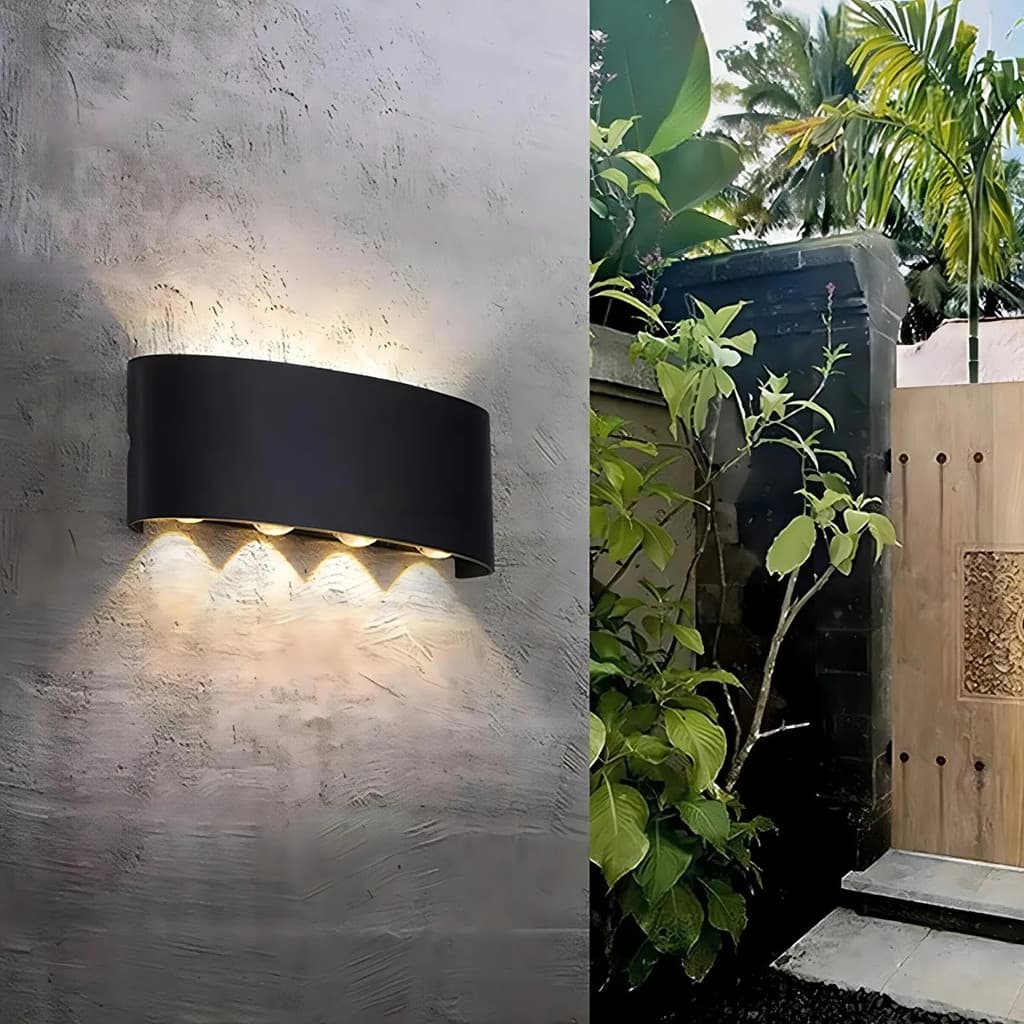 Arandela LED Meia Lua de Parede Luminária Fachos 4w 6w 8w Preta Branco Quente Bivolt