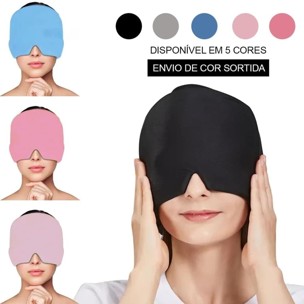 Touca Compressora Manta Térmica Máscara Gel Sólido Gelado ou Quente Para Alívio de Dores de Cabeça e Relaxamento