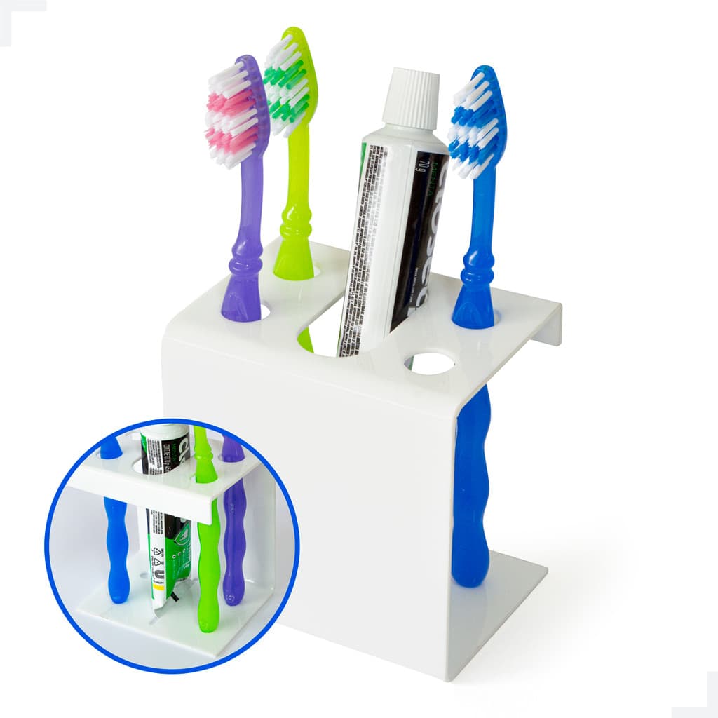 Porta Escovas de dente de bancada 5 lugares Branco