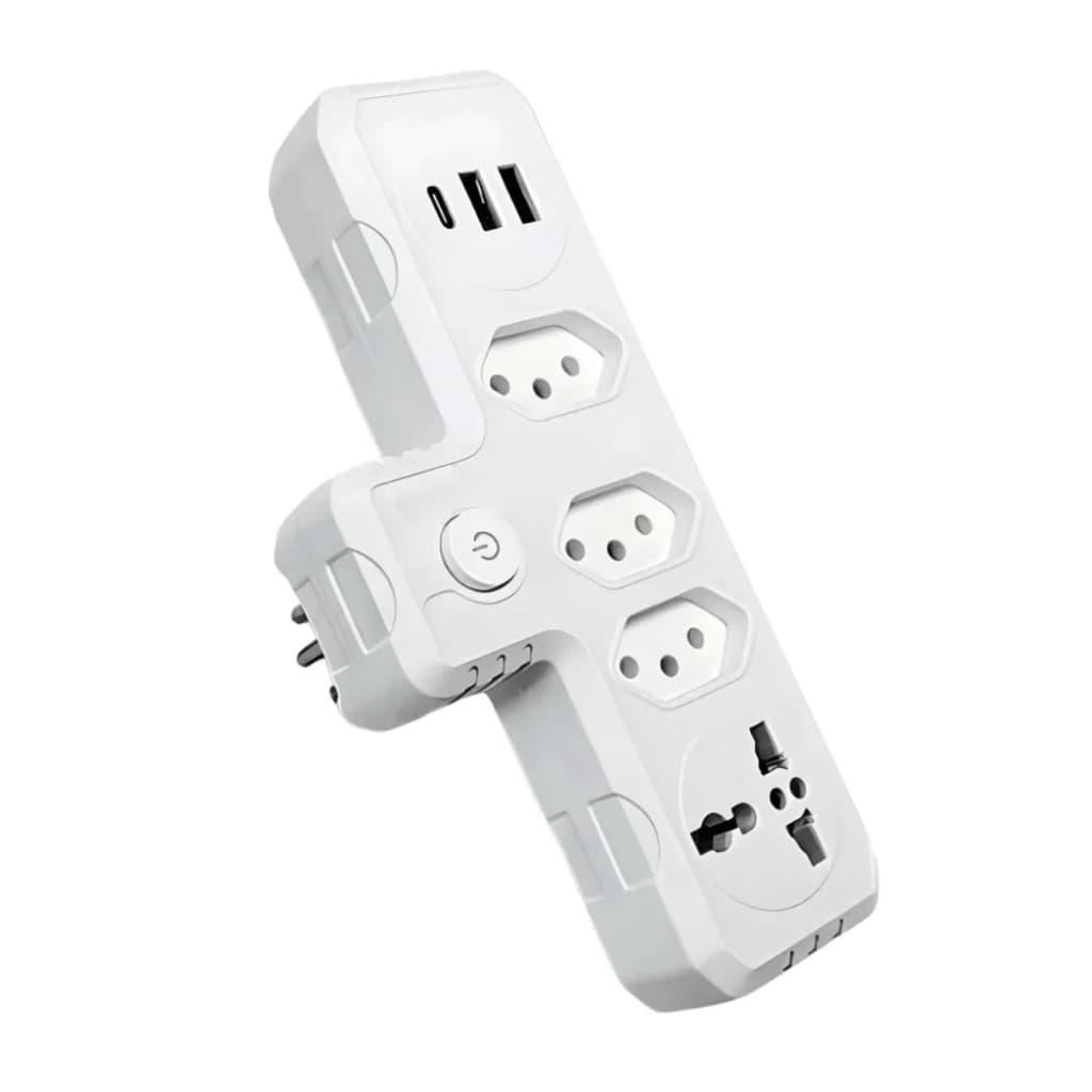 Adaptador para Tomada Benjamin (T) com USB-A e USB-C Bivolt - BM-8704A