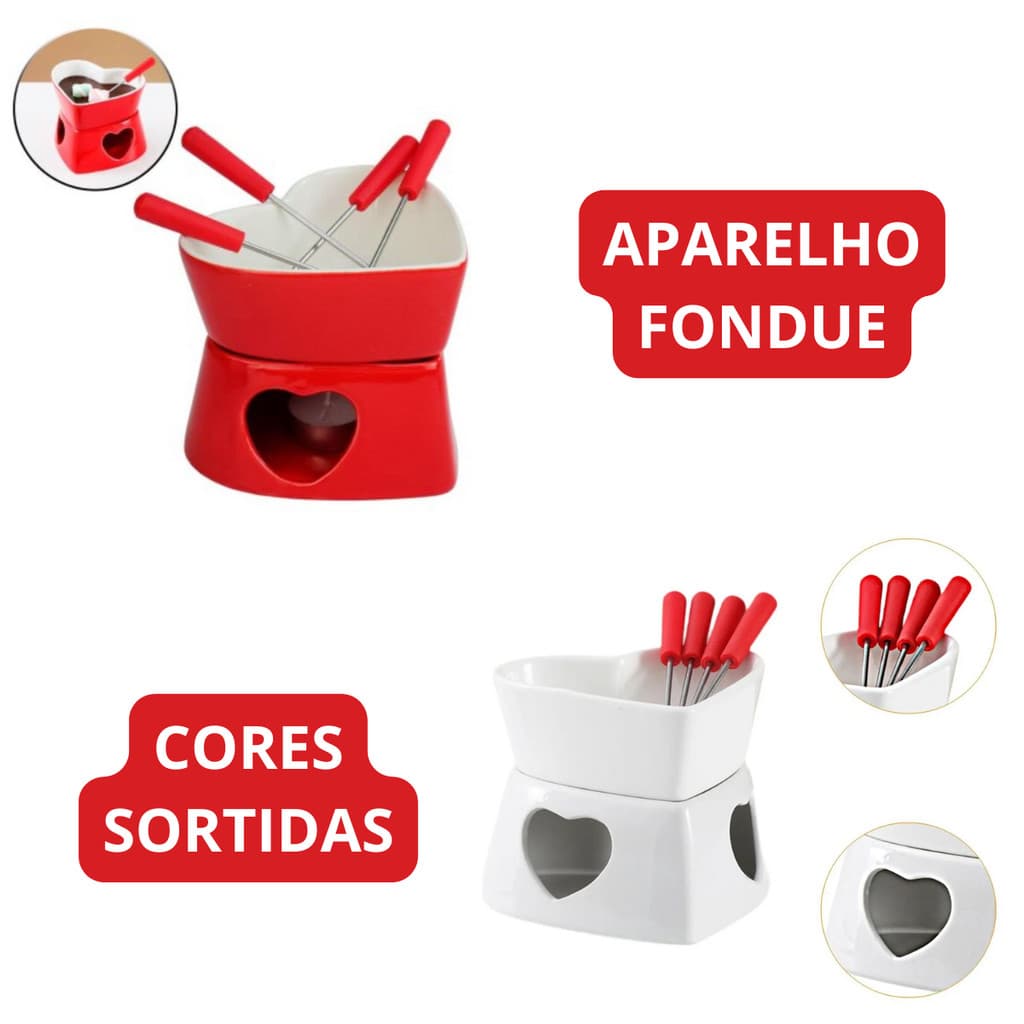 Aparelho de Fondue 7 Peças Coração 320ml – Cores Sortidas