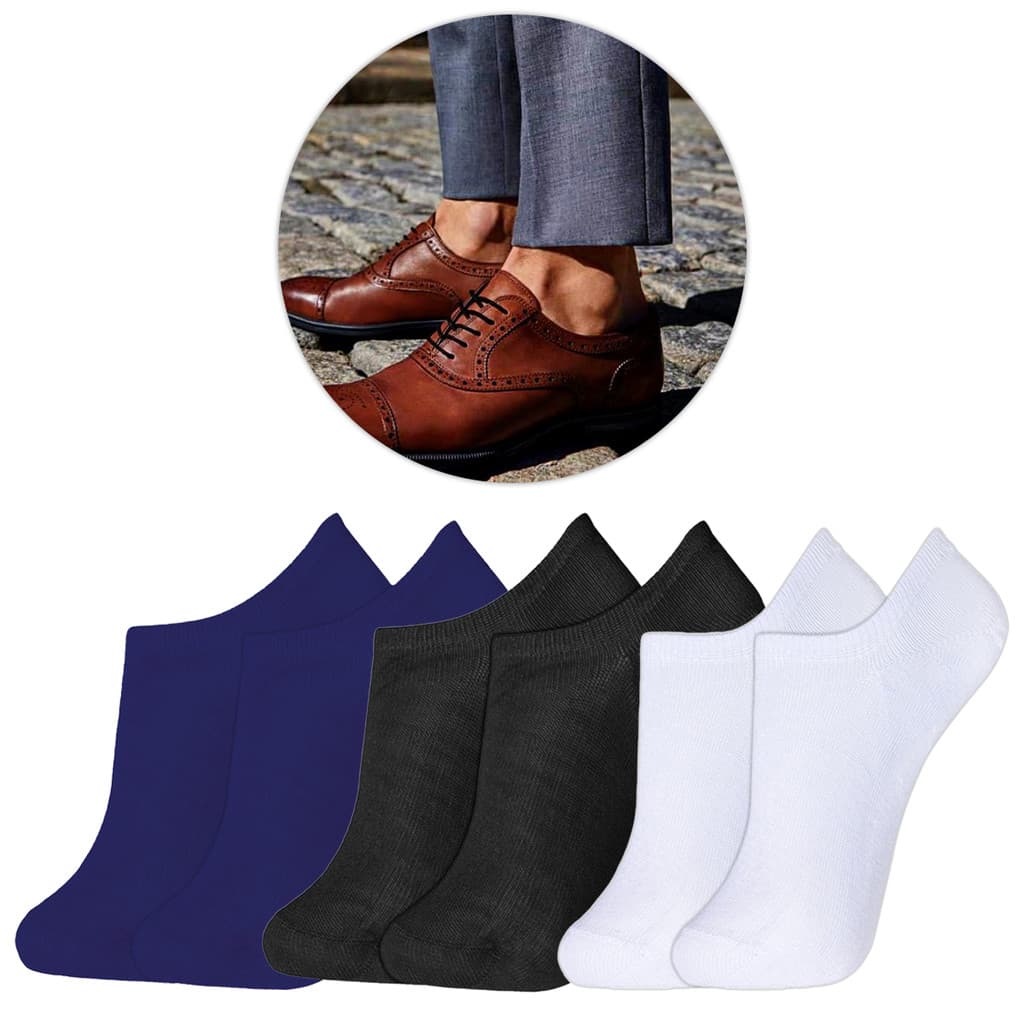 Kit 3 Pares Meia Invisível Masculina 40-46 Cores Sortidas