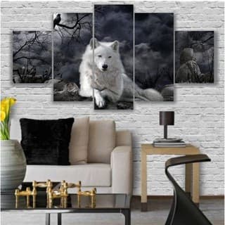 Quadros Decorativos Lobo Branco Mosaico Leve