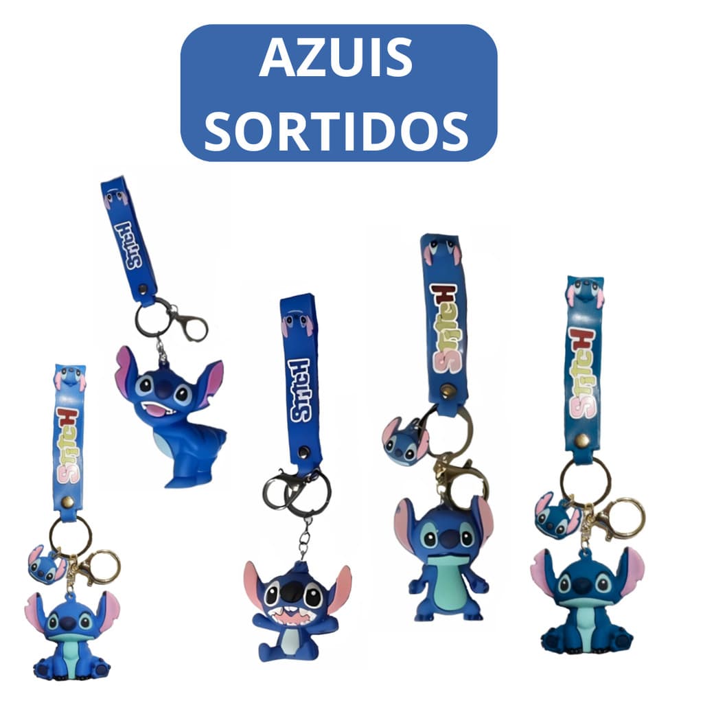 Chaveiro Pingente Animação Premium Emborrachado Kids Azul