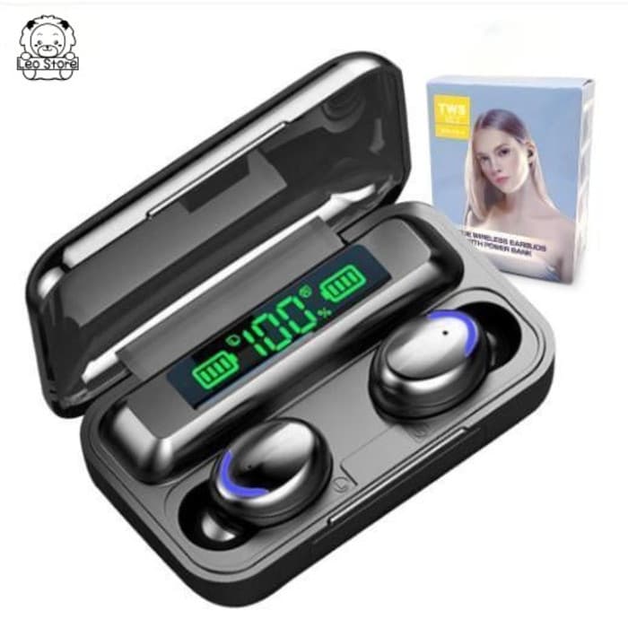 Fone De Ouvido Tws F9-5 Bluetooth 5.0 A Prova Dágua E Powerbank
