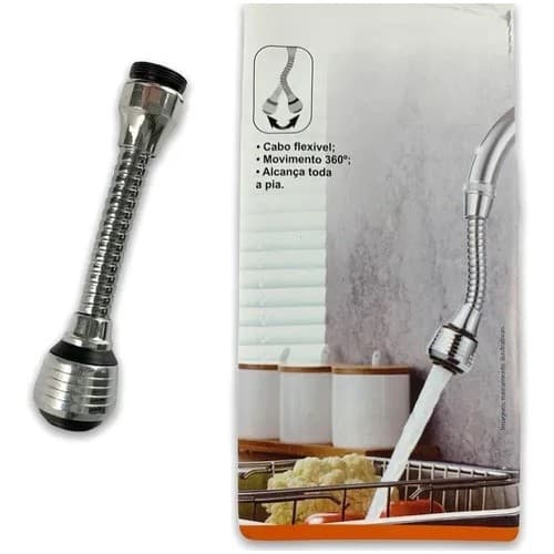 Adaptador Para Torneira com 3 Jatos  Prolongador Giro 360 Flex Cromado
