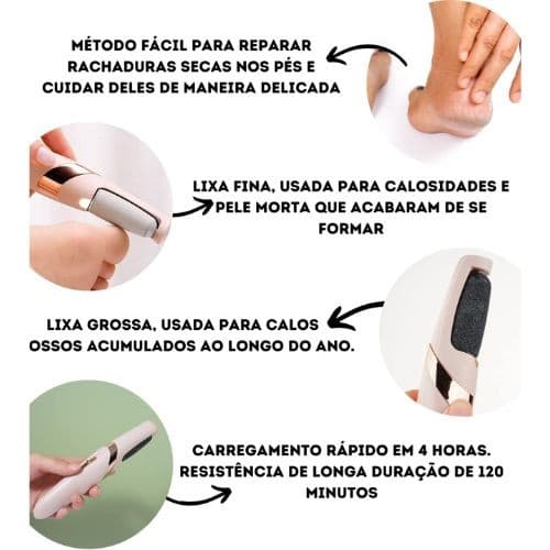 Lixa esfoliador de pé e lixadeira portátil