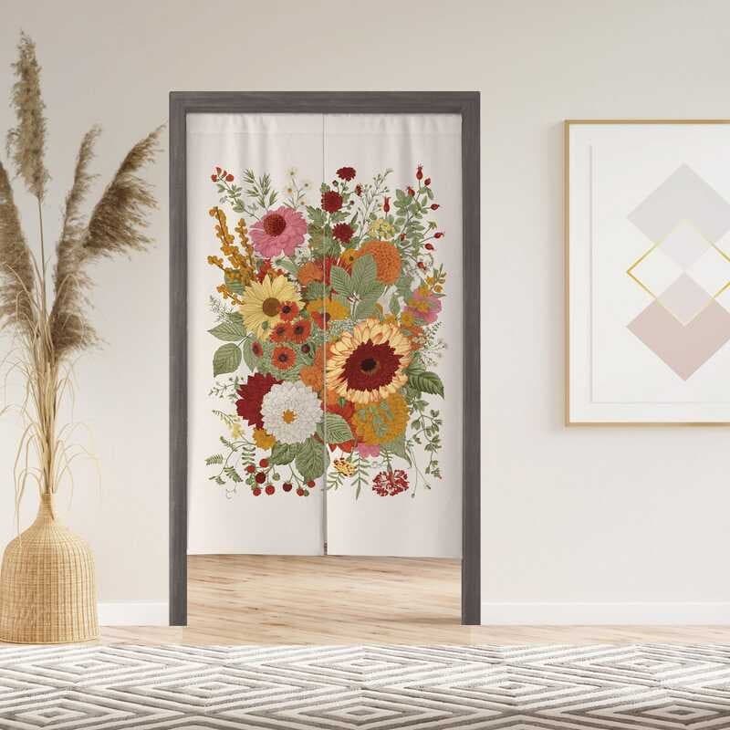 Cortina De Porta Noren Flor De Outono Janela Japonesa Para Cozinha , Tratamentos Partição