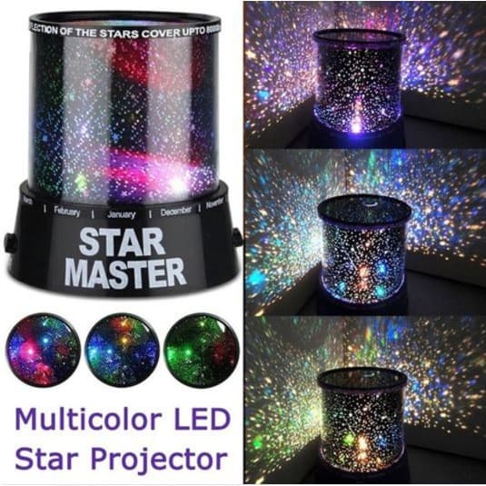 Luminária Abajur Projetor De Estrelas Modelo Preto Star Maste