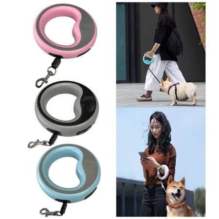 Coleira Retrátil Azul para Pets com Ajuste Prático