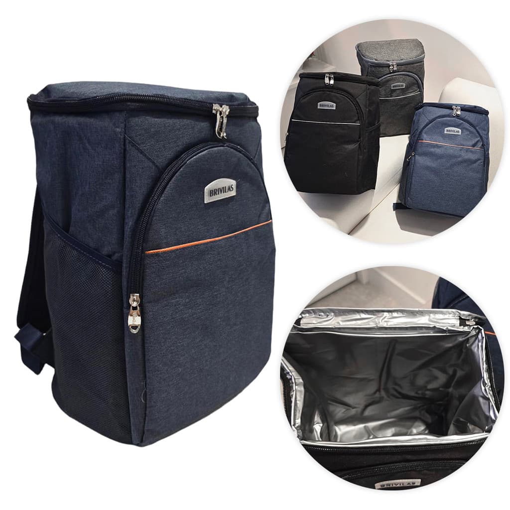 Mochila Bolsa Térmica Cooler Praia Passeio Marmita Cerveja Cor:Preto