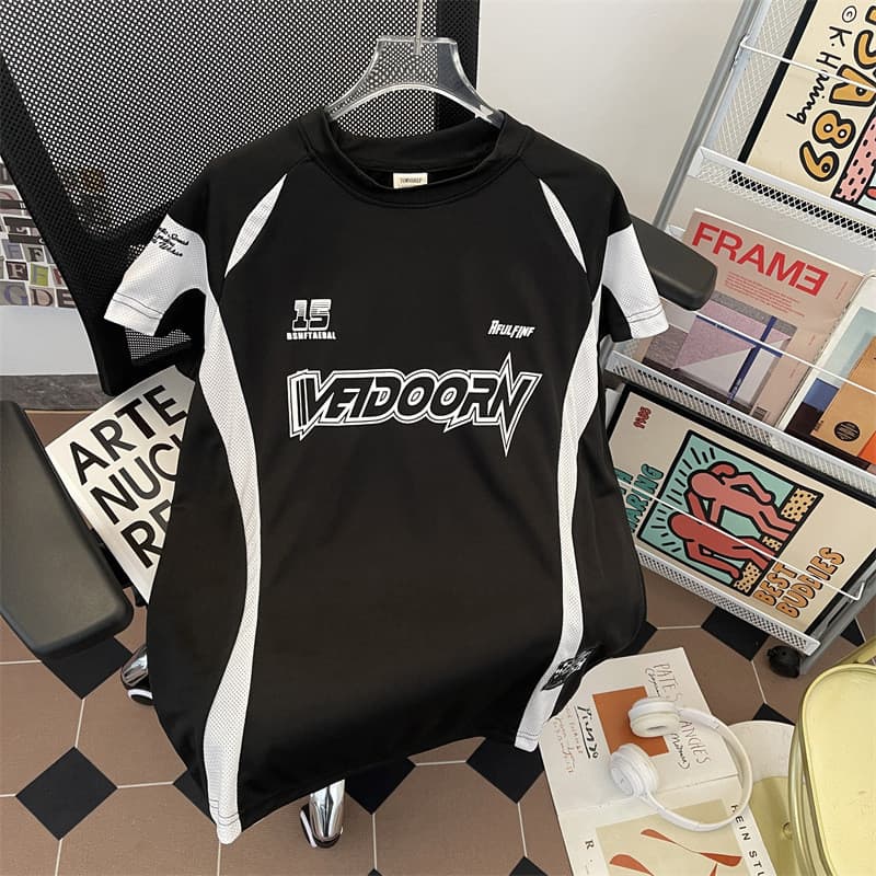 2025 Manga Curta Terno De Tiro Camiseta Masculina Treinamento De Basquete Americano Esportes Correndo Topos Malha Respir