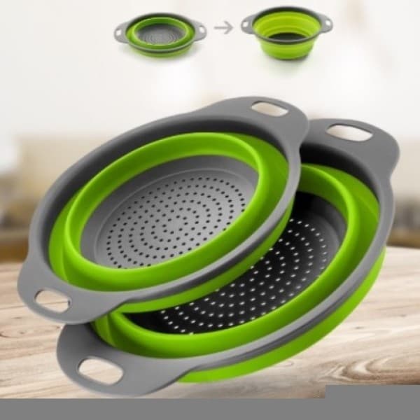KIT 2 Escorredores de Macarrão e Alimentos de Silicone Multiuso Retrátil
