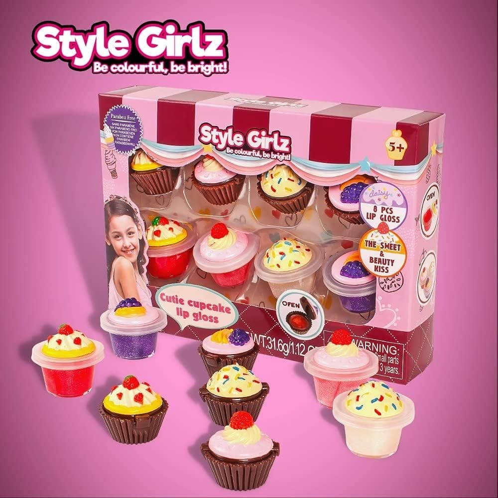 8 Cupcake Gloss Estilo Girls Infantil Kids Hidratante Labial Batom Labios Leve