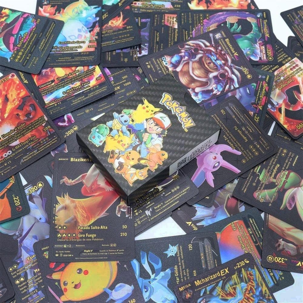 Coleção de Cartas Pokémon Pretas - 25 Itens Aleatórios com Personagens Icônicos!