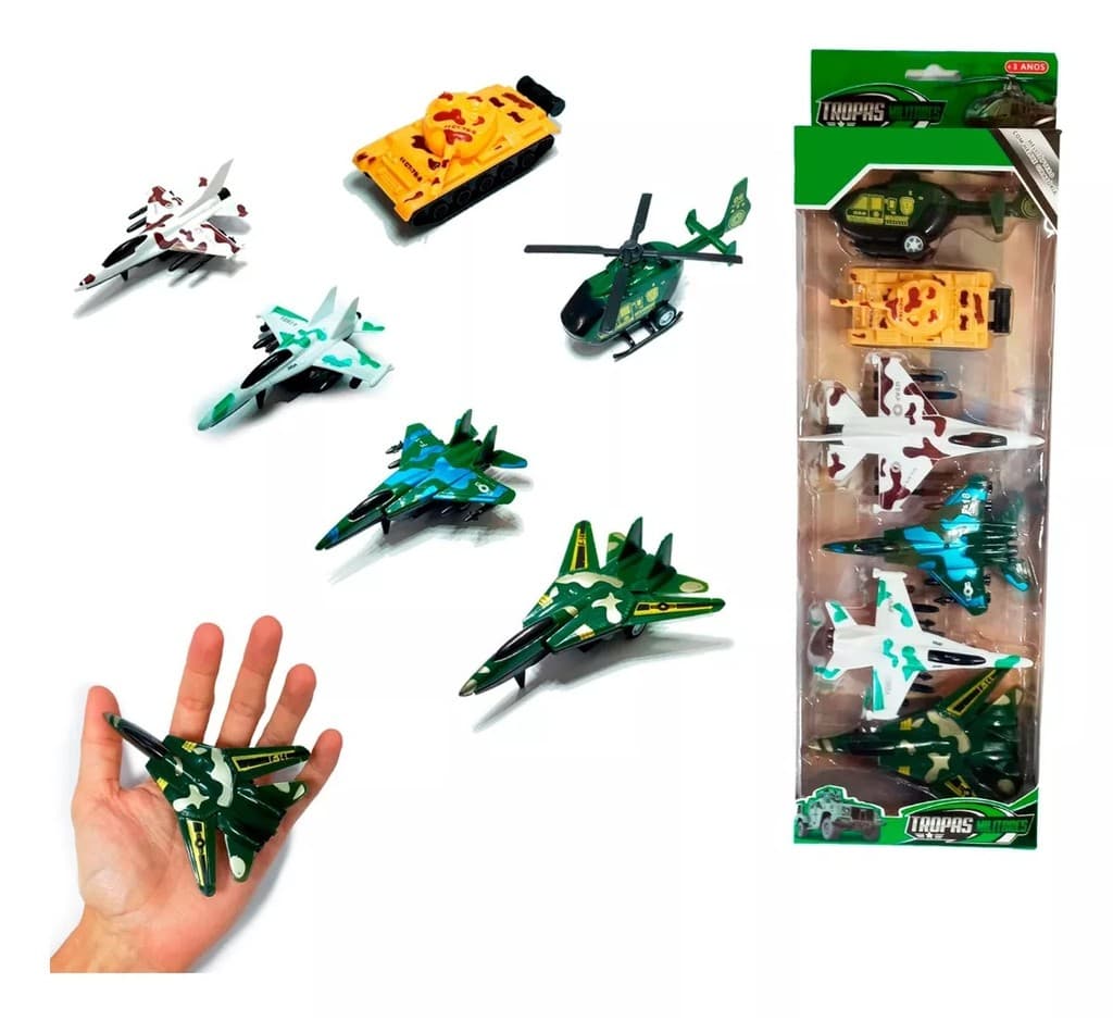 Helicoptero De Brinquedo Frota Avião Fricção Kit 6 Leve