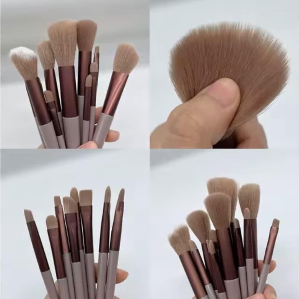 Conjunto 13 Peças Pincéis de Maquiagem com Estojo de Veludo (Cores Sortidas)