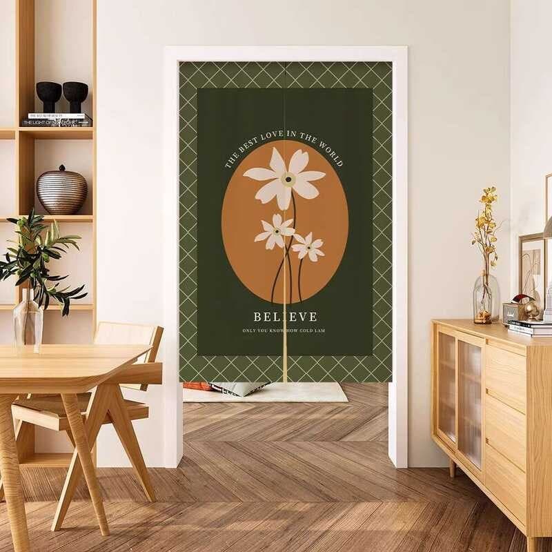 Cortina divisória de tecido para porta de pássaro, flor americana, quarto, cozinha, banheiro, meia cortina suspensa