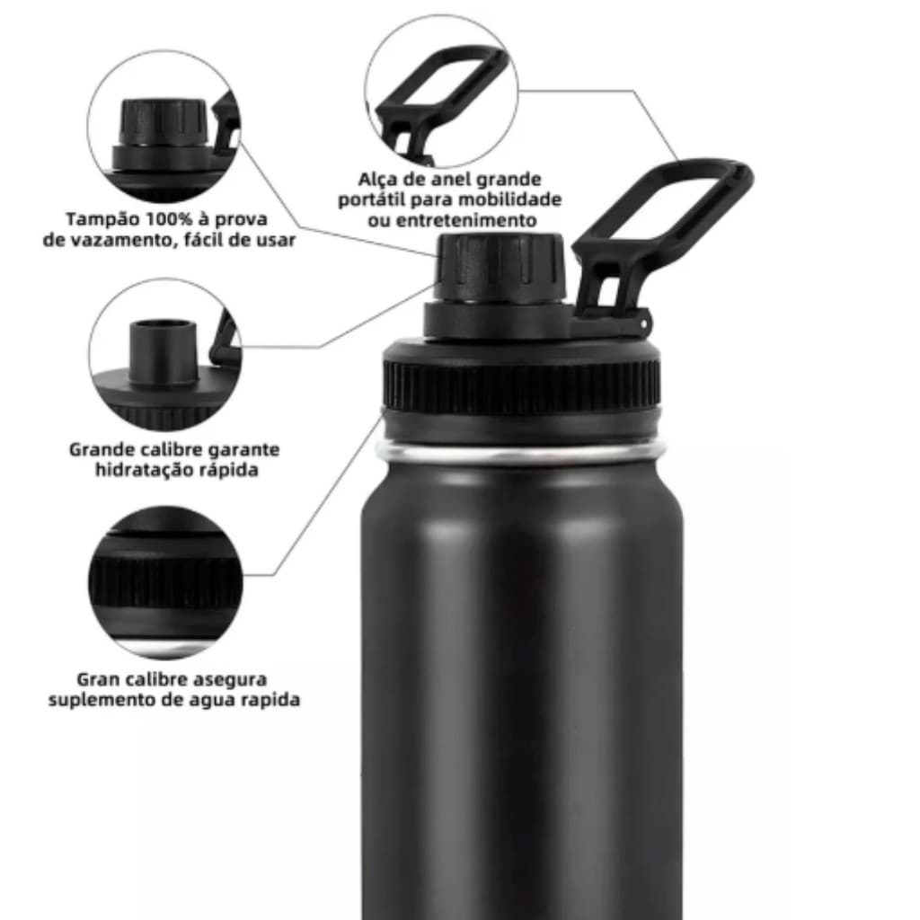 Garrafa Térmica 800ml garrafa espacial Quente Frio Com Isolamento Térmico De Grande Capacidade Azul
