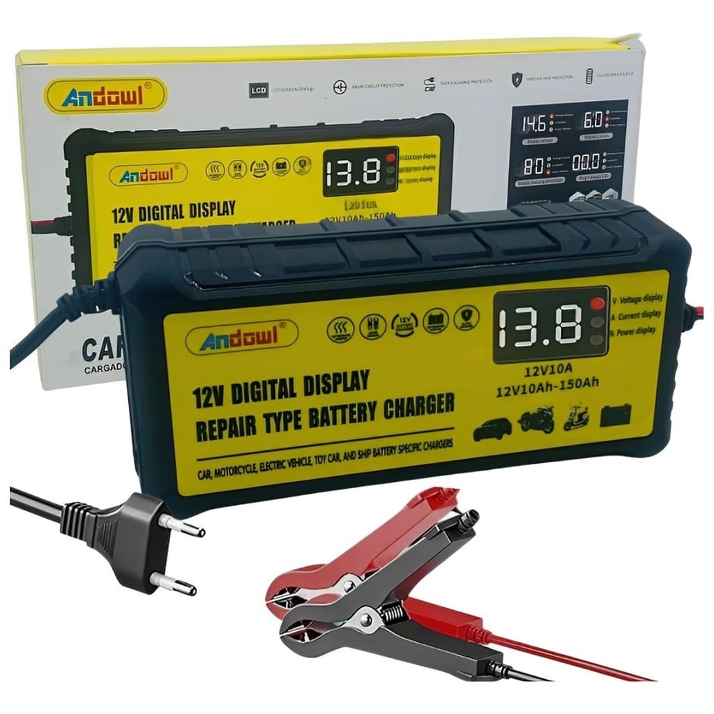Carregador De Bateria Inteligente Carro Moto Bivolt 12V 10A