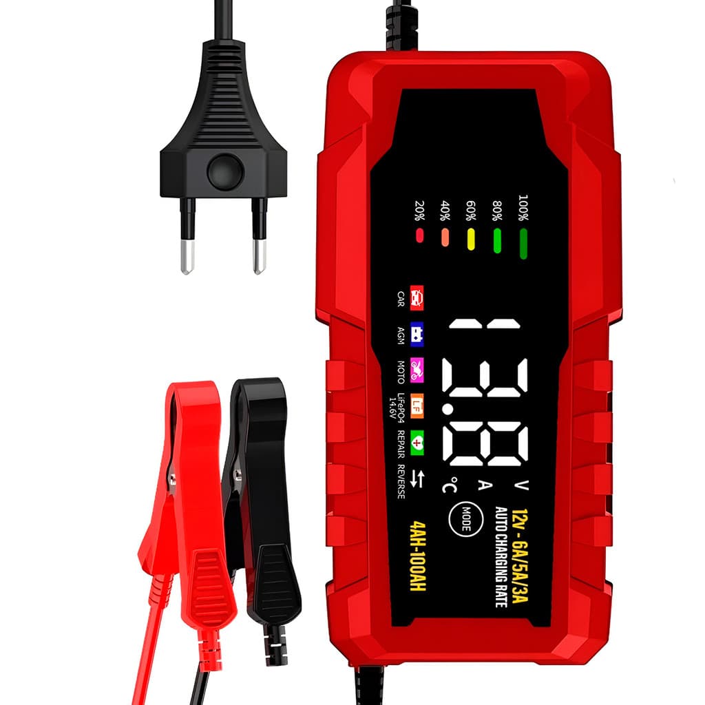 Carregador Inteligente Bivolt para Baterias de Carro e Moto