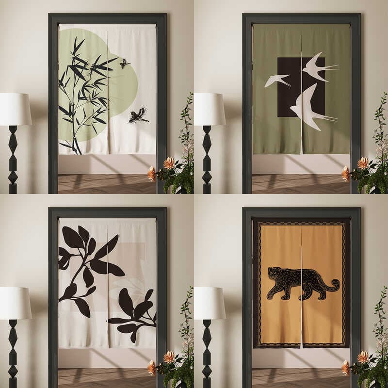 Novo estilo chinês cortina de porta sala estar cozinha divisória cortina quarto meia cortina tecido
