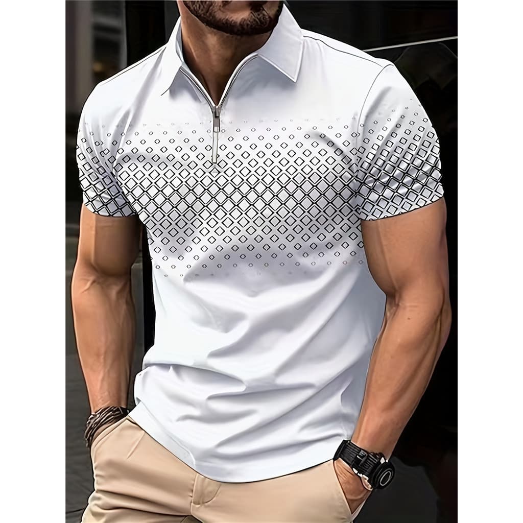 Camisa Masculina casual Com Meio Zíper E Ajuste Confortável , De Golfe Tênis , Roupas Casuais