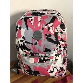 MOCHILA ESCOLAR FACULDADE FEMININA FLORAL CINZA/ROSA