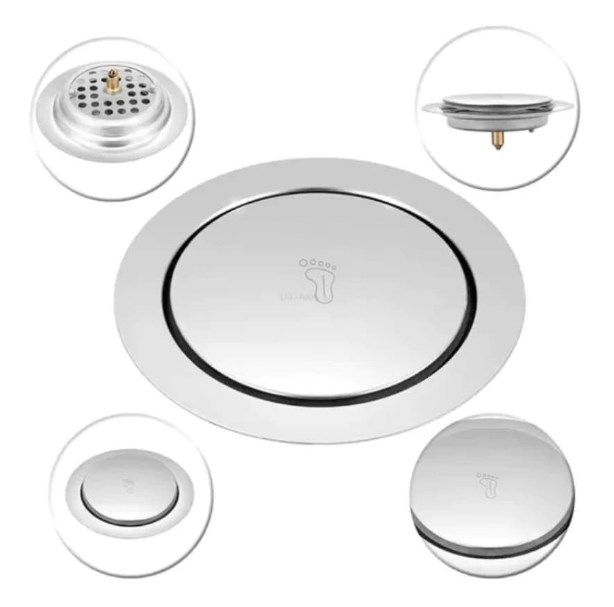 Ralo Click redondo Inteligente 15x15 cm Inox Banheiro Veda C