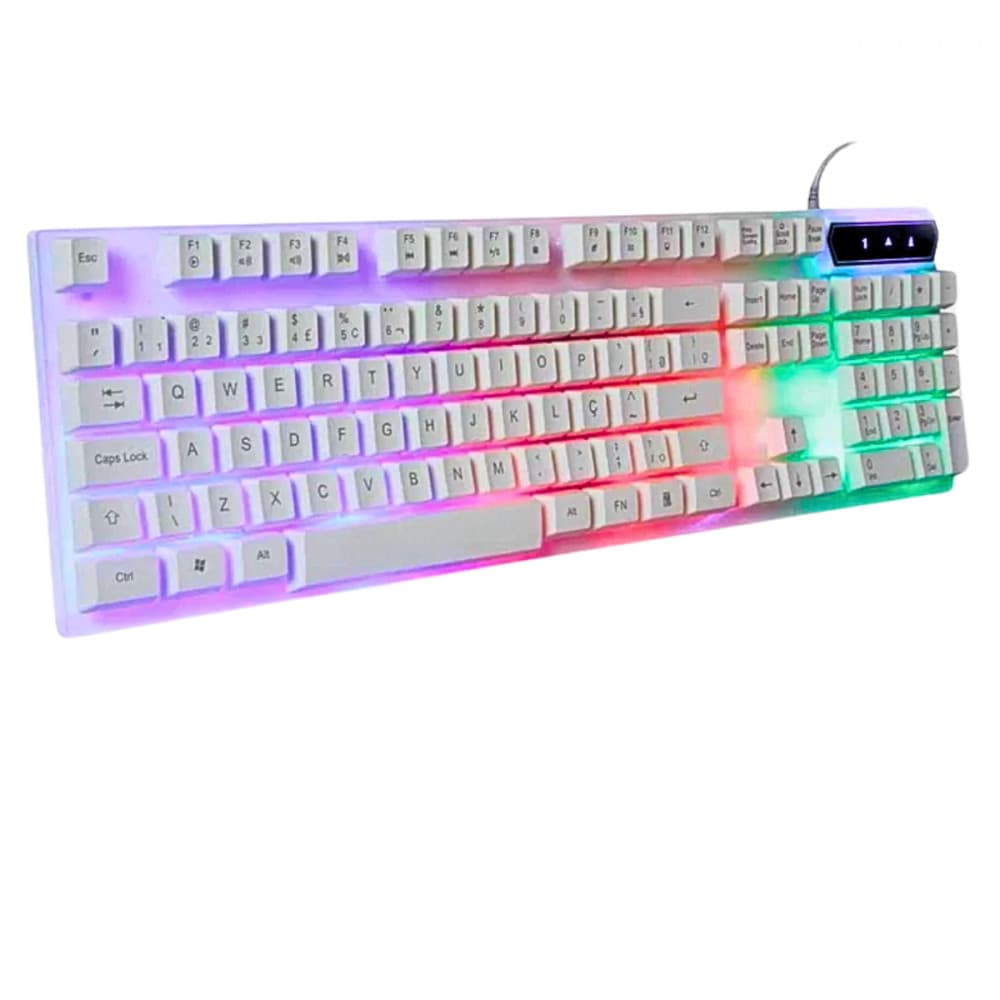 Teclado Gamer Branco LED RGB Kapbom KA-667, Alta Performance!
